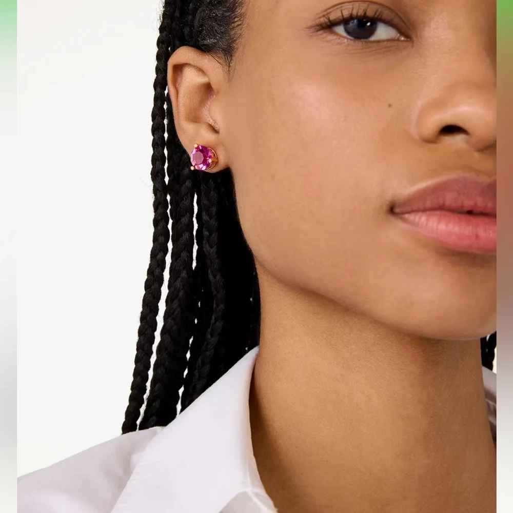 kate spade Hot Pink Crystal Stud Earrings with Gold Accents